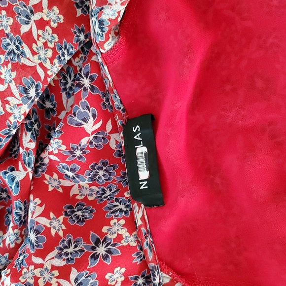 NICHOLAS Red Blossom Floral Top-Wrap Silk Maxi Dress - Picture 12 of 12